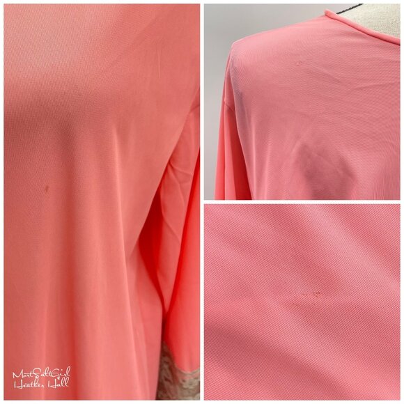 Vintage Gilead Coral & Gray Lace Trim 2-Piece Ensemble Ankle Lounge Set USA Made - Picture 9 of 10